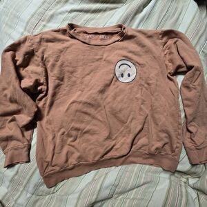 Cozy Brown Women's Sweater with Smiley Design